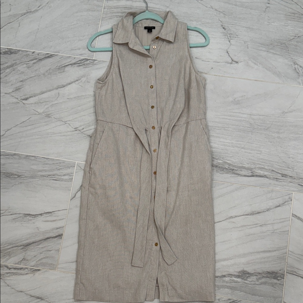 Ann Taylor Taupe Sleeveless Midi Dress